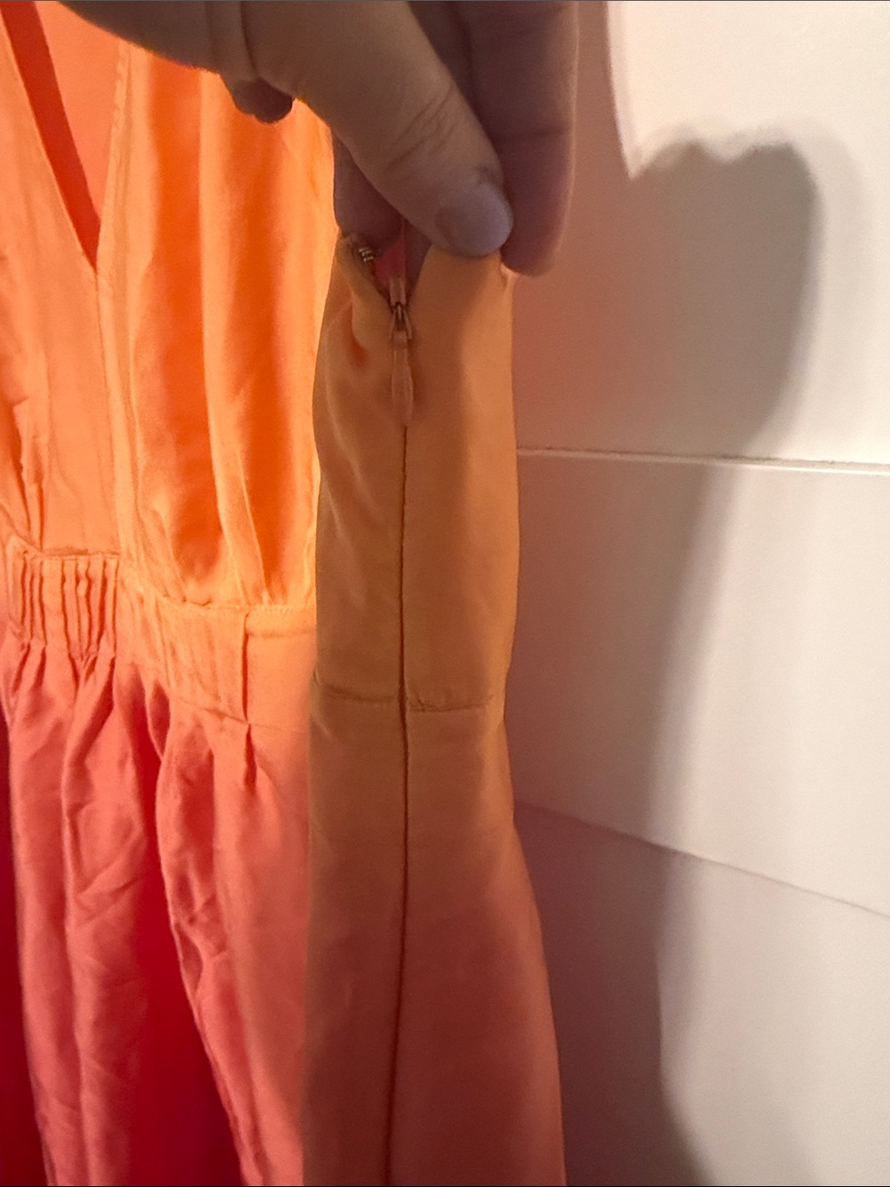 INC International Concepts 100% Silk Orange to Pink Ombré Sleeveless Dress - Picture 5 of 8